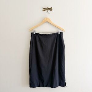 Taylora Lightweight Wool Black Office Midi Skirt